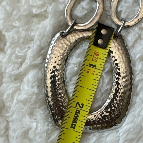 Chico’s Silvertone Textured Pendant Necklace Statement Chain Link 0678 P - Picture 6 of 11